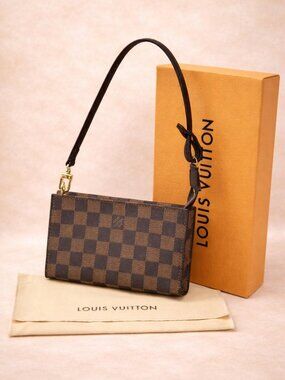Authentic Louis Vuitton Damier Ebene Bucket PM Pouch Clutch Bag | Cosmetic Pouch